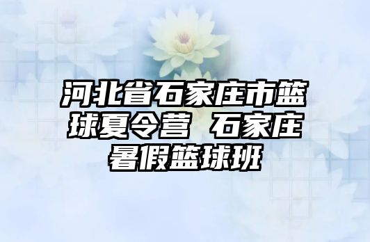 河北省石家莊市籃球夏令營 石家莊暑假籃球班