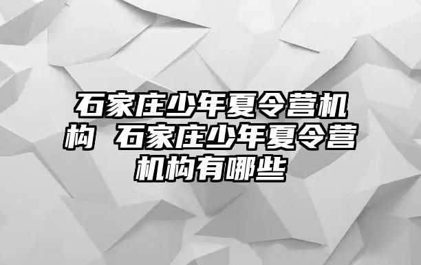 石家莊少年夏令營(yíng)機(jī)構(gòu) 石家莊少年夏令營(yíng)機(jī)構(gòu)有哪些