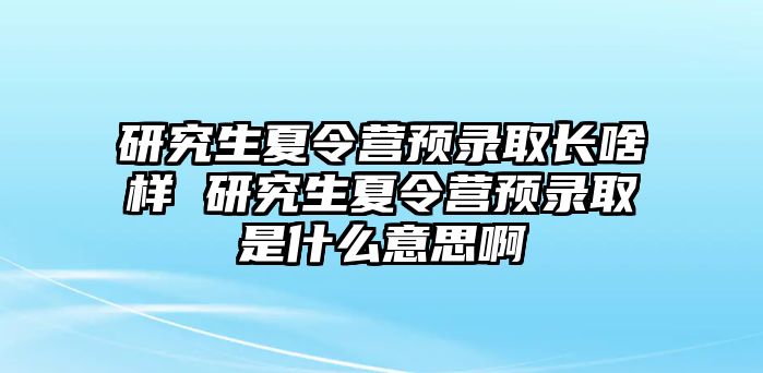 研究生夏令營預錄取長啥樣 研究生夏令營預錄取是什么意思啊