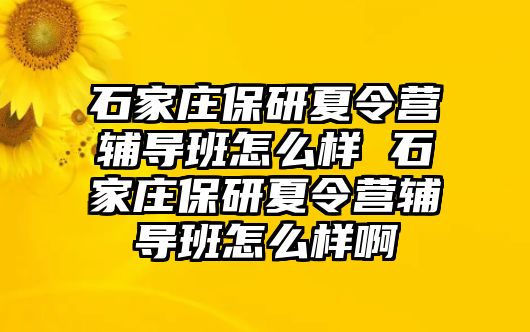 石家莊保研夏令營輔導班怎么樣 石家莊保研夏令營輔導班怎么樣啊