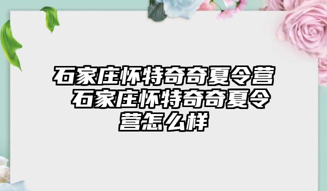石家莊懷特奇奇夏令營(yíng) 石家莊懷特奇奇夏令營(yíng)怎么樣