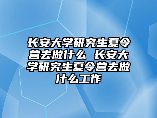 長安大學研究生夏令營去做什么 長安大學研究生夏令營去做什么工作