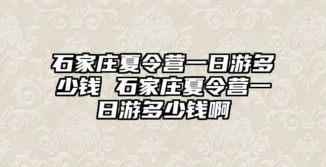 石家莊夏令營一日游多少錢 石家莊夏令營一日游多少錢啊