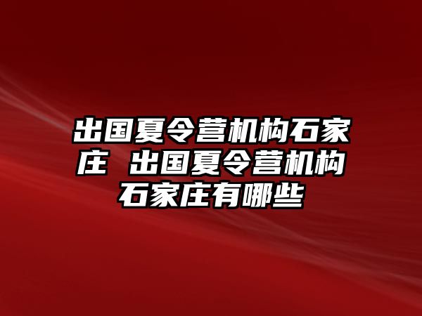 出國夏令營機構石家莊 出國夏令營機構石家莊有哪些