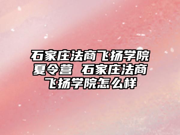 石家莊法商飛揚學院夏令營 石家莊法商飛揚學院怎么樣