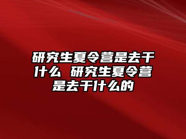 研究生夏令營是去干什么 研究生夏令營是去干什么的