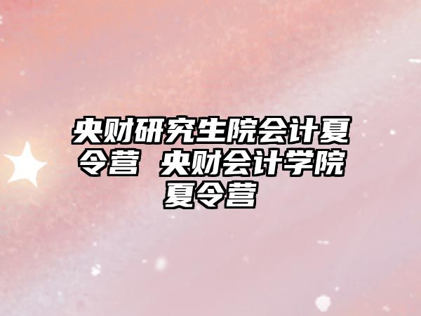 央財(cái)研究生院會(huì)計(jì)夏令營(yíng) 央財(cái)會(huì)計(jì)學(xué)院夏令營(yíng)