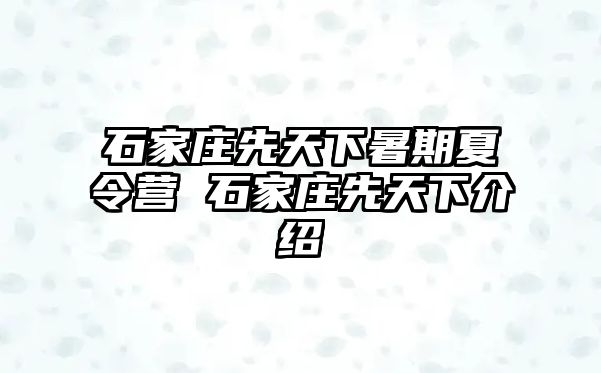 石家莊先天下暑期夏令營 石家莊先天下介紹