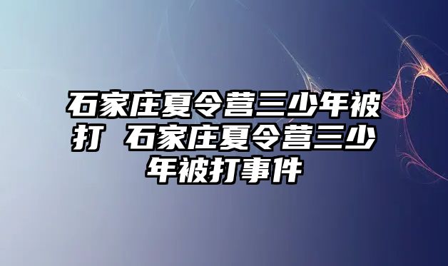 石家莊夏令營(yíng)三少年被打 石家莊夏令營(yíng)三少年被打事件