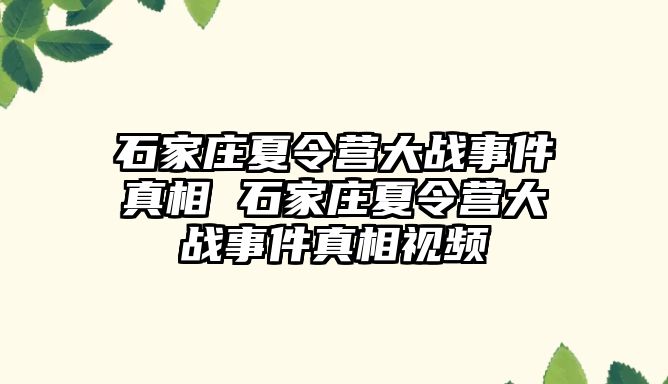 石家莊夏令營大戰事件真相 石家莊夏令營大戰事件真相視頻