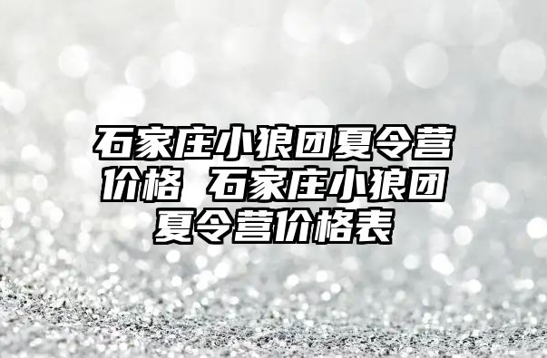 石家莊小狼團夏令營價格 石家莊小狼團夏令營價格表