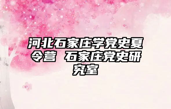 河北石家莊學(xué)黨史夏令營(yíng) 石家莊黨史研究室