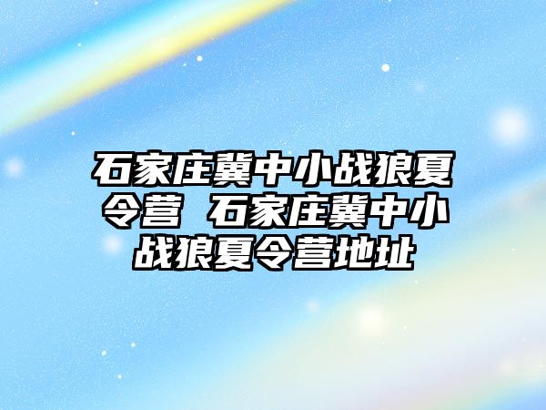 石家莊冀中小戰狼夏令營 石家莊冀中小戰狼夏令營地址
