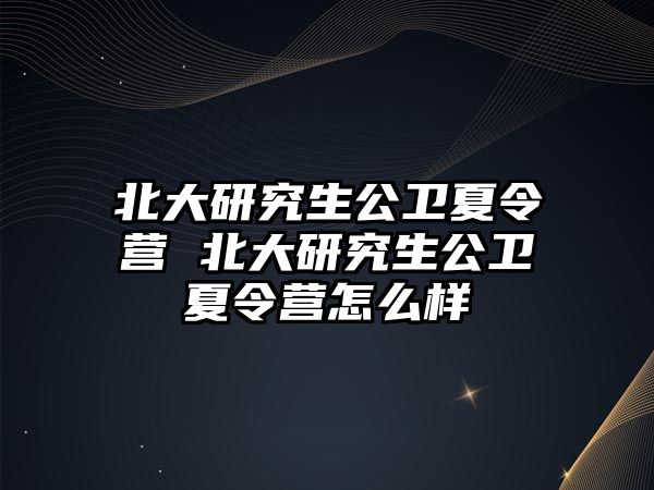 北大研究生公衛(wèi)夏令營(yíng) 北大研究生公衛(wèi)夏令營(yíng)怎么樣