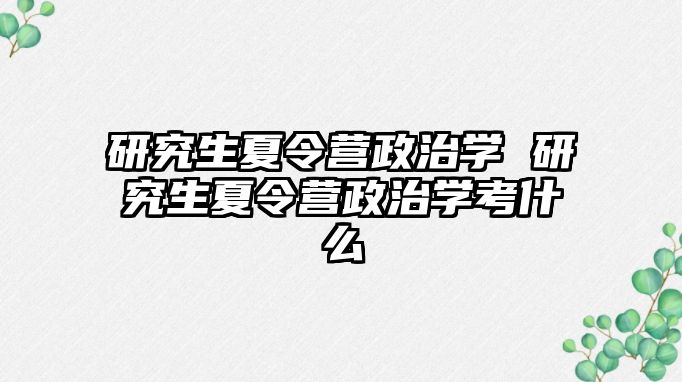 研究生夏令營政治學 研究生夏令營政治學考什么