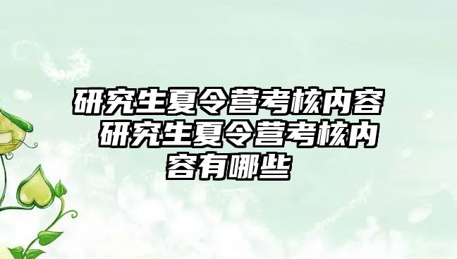 研究生夏令營考核內容 研究生夏令營考核內容有哪些