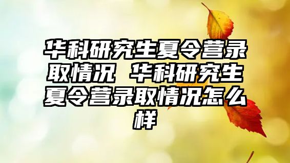華科研究生夏令營錄取情況 華科研究生夏令營錄取情況怎么樣