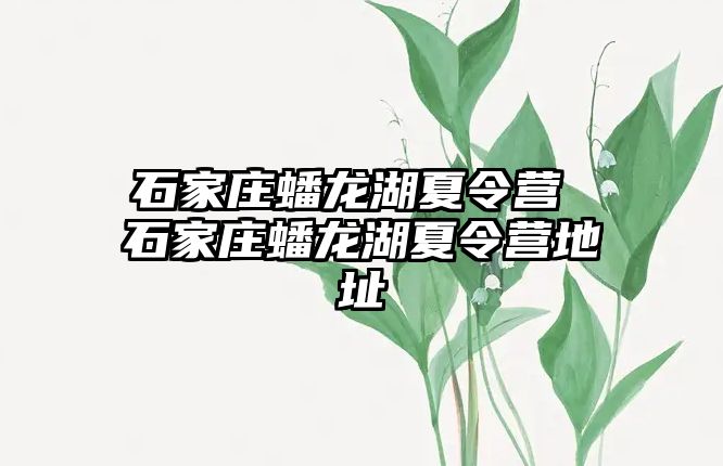 石家莊蟠龍湖夏令營 石家莊蟠龍湖夏令營地址