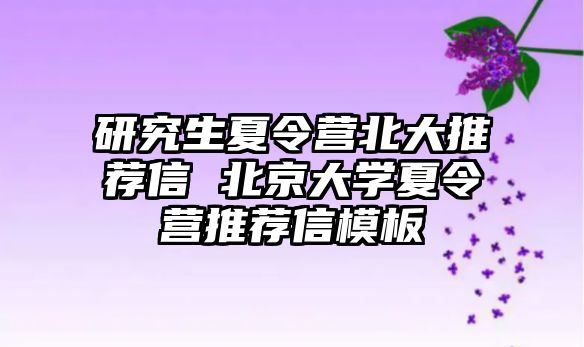 研究生夏令營(yíng)北大推薦信 北京大學(xué)夏令營(yíng)推薦信模板