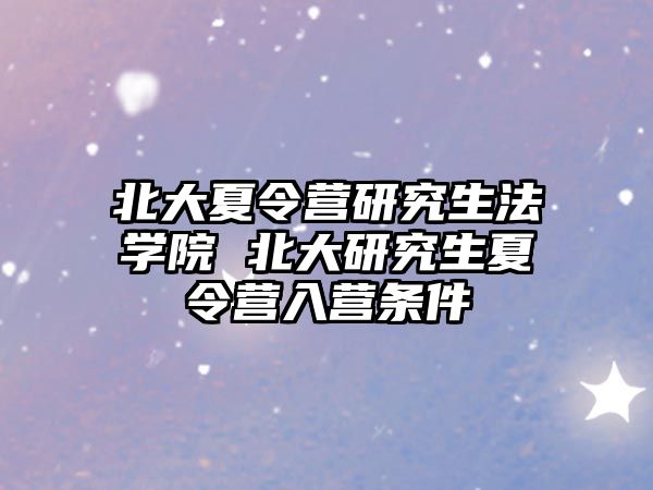 北大夏令營(yíng)研究生法學(xué)院 北大研究生夏令營(yíng)入營(yíng)條件