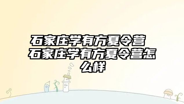 石家莊學有方夏令營 石家莊學有方夏令營怎么樣
