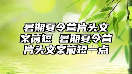 暑期夏令營片頭文案簡短 暑期夏令營片頭文案簡短一點