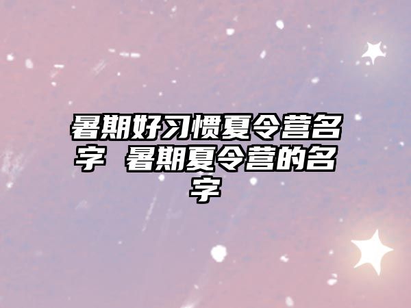 暑期好習慣夏令營名字 暑期夏令營的名字