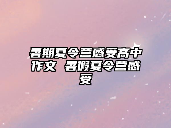 暑期夏令營感受高中作文 暑假夏令營感受