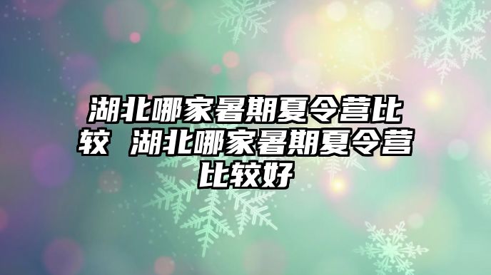 湖北哪家暑期夏令營比較 湖北哪家暑期夏令營比較好
