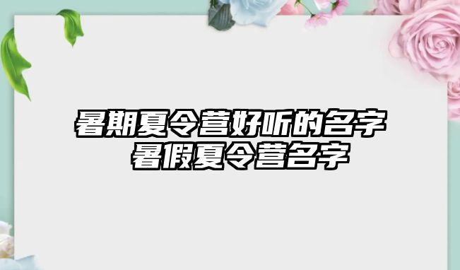暑期夏令營(yíng)好聽(tīng)的名字 暑假夏令營(yíng)名字