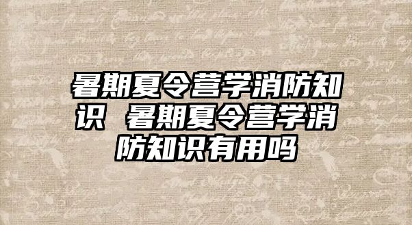 暑期夏令營學消防知識 暑期夏令營學消防知識有用嗎