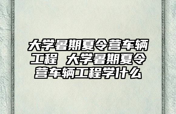 大學(xué)暑期夏令營(yíng)車輛工程 大學(xué)暑期夏令營(yíng)車輛工程學(xué)什么