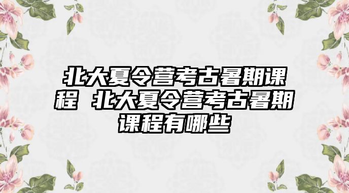 北大夏令營考古暑期課程 北大夏令營考古暑期課程有哪些