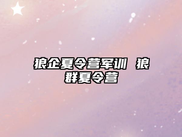 狼企夏令營軍訓(xùn) 狼群夏令營