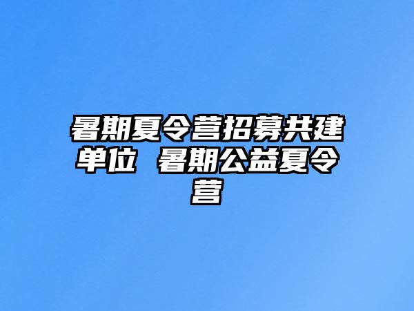 暑期夏令營招募共建單位 暑期公益夏令營