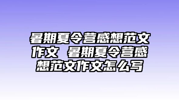 暑期夏令營(yíng)感想范文作文 暑期夏令營(yíng)感想范文作文怎么寫