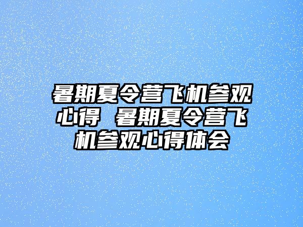 暑期夏令營飛機參觀心得 暑期夏令營飛機參觀心得體會