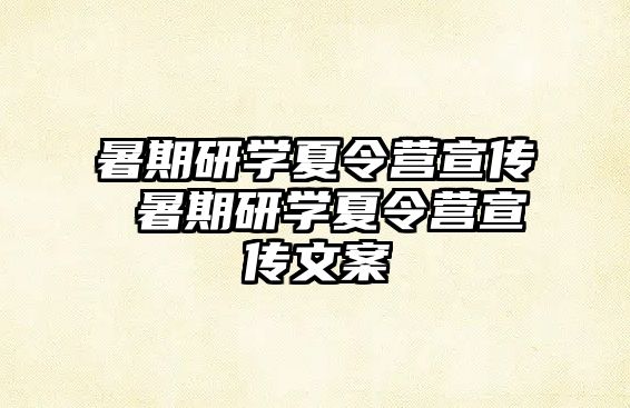 暑期研學(xué)夏令營宣傳 暑期研學(xué)夏令營宣傳文案