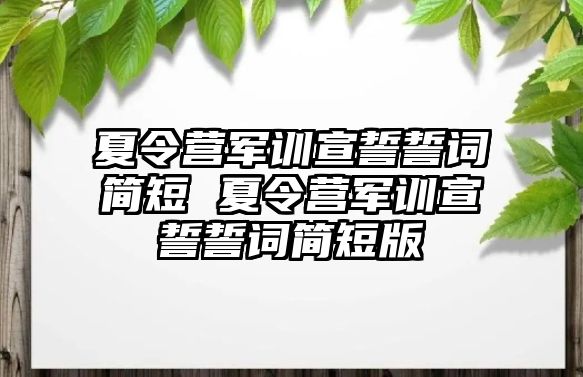 夏令營軍訓宣誓誓詞簡短 夏令營軍訓宣誓誓詞簡短版