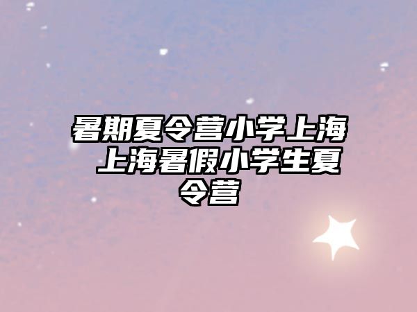 暑期夏令營小學上海 上海暑假小學生夏令營