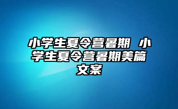 小學生夏令營暑期 小學生夏令營暑期美篇文案
