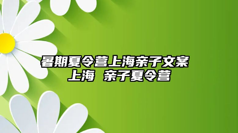 暑期夏令營上海親子文案 上海 親子夏令營