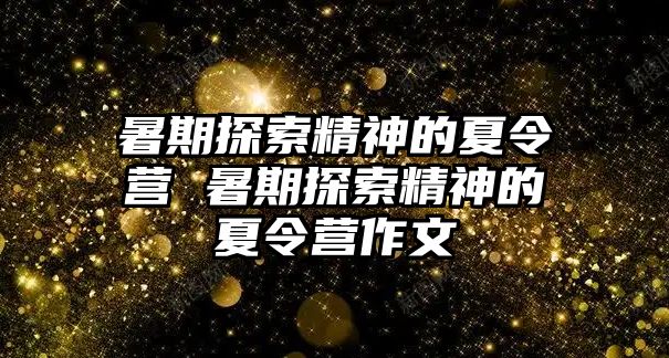 暑期探索精神的夏令營 暑期探索精神的夏令營作文