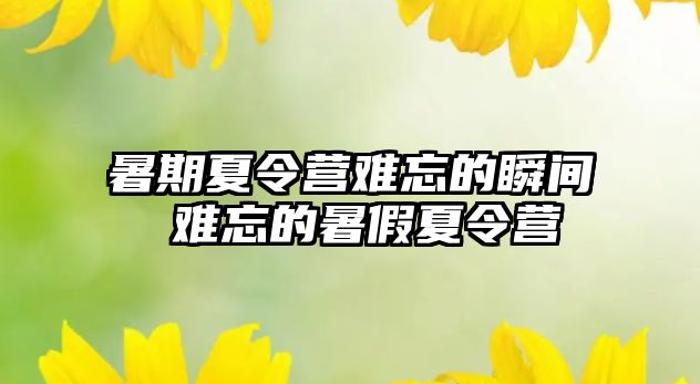 暑期夏令營難忘的瞬間 難忘的暑假夏令營