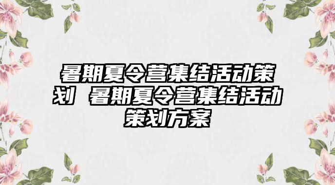 暑期夏令營集結(jié)活動策劃 暑期夏令營集結(jié)活動策劃方案