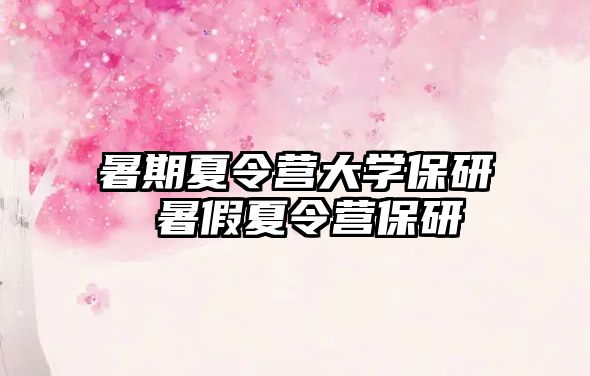 暑期夏令營大學保研 暑假夏令營保研