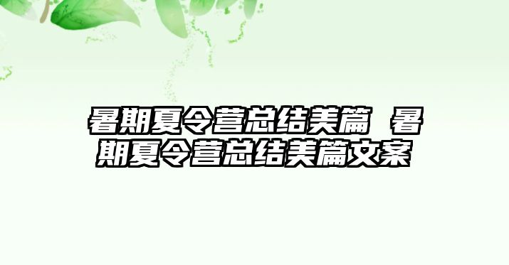 暑期夏令營總結美篇 暑期夏令營總結美篇文案