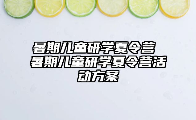 暑期兒童研學夏令營 暑期兒童研學夏令營活動方案