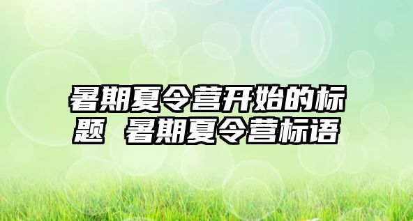 暑期夏令營開始的標題 暑期夏令營標語