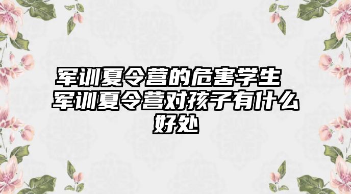 軍訓(xùn)夏令營(yíng)的危害學(xué)生 軍訓(xùn)夏令營(yíng)對(duì)孩子有什么好處